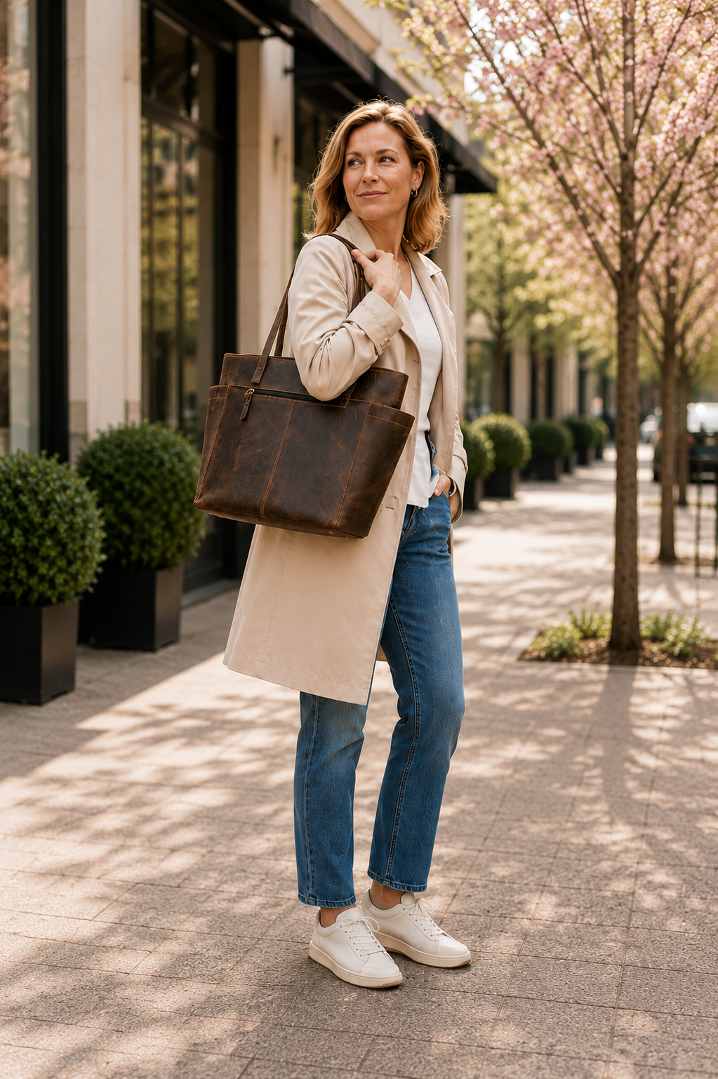 Lederner Damen Shopper – Stilvoll & Zeitlos