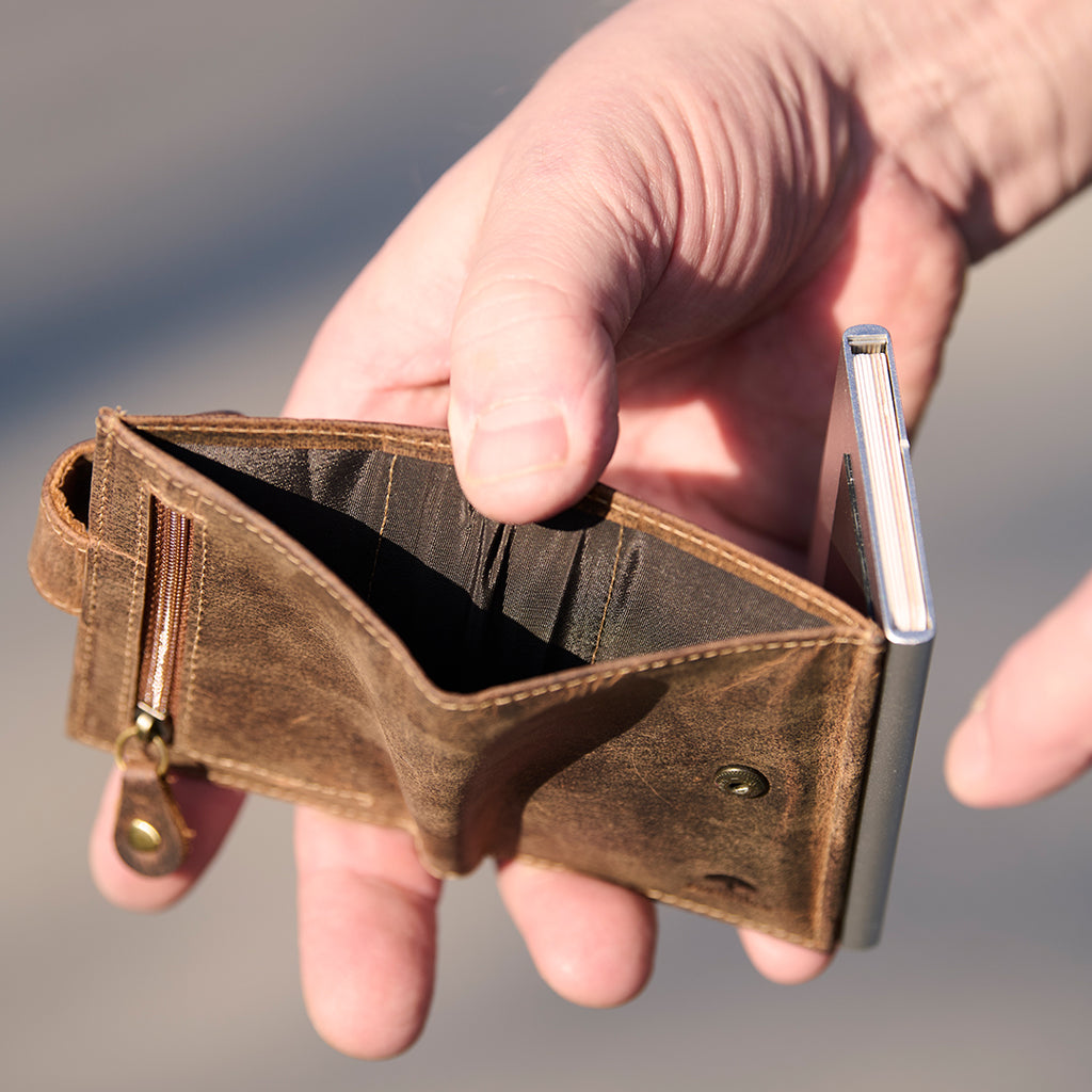 Leren pasjeshouder & portemonnee - Compact Stijlvol Vintage Leer