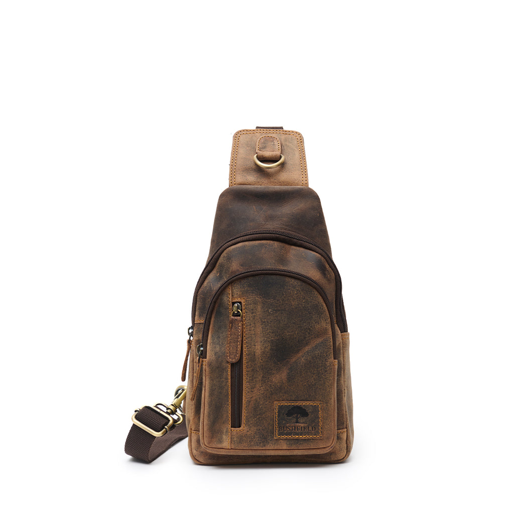 Duurzame leren crossbody tas heren vintage stijl met verstelbare riem.